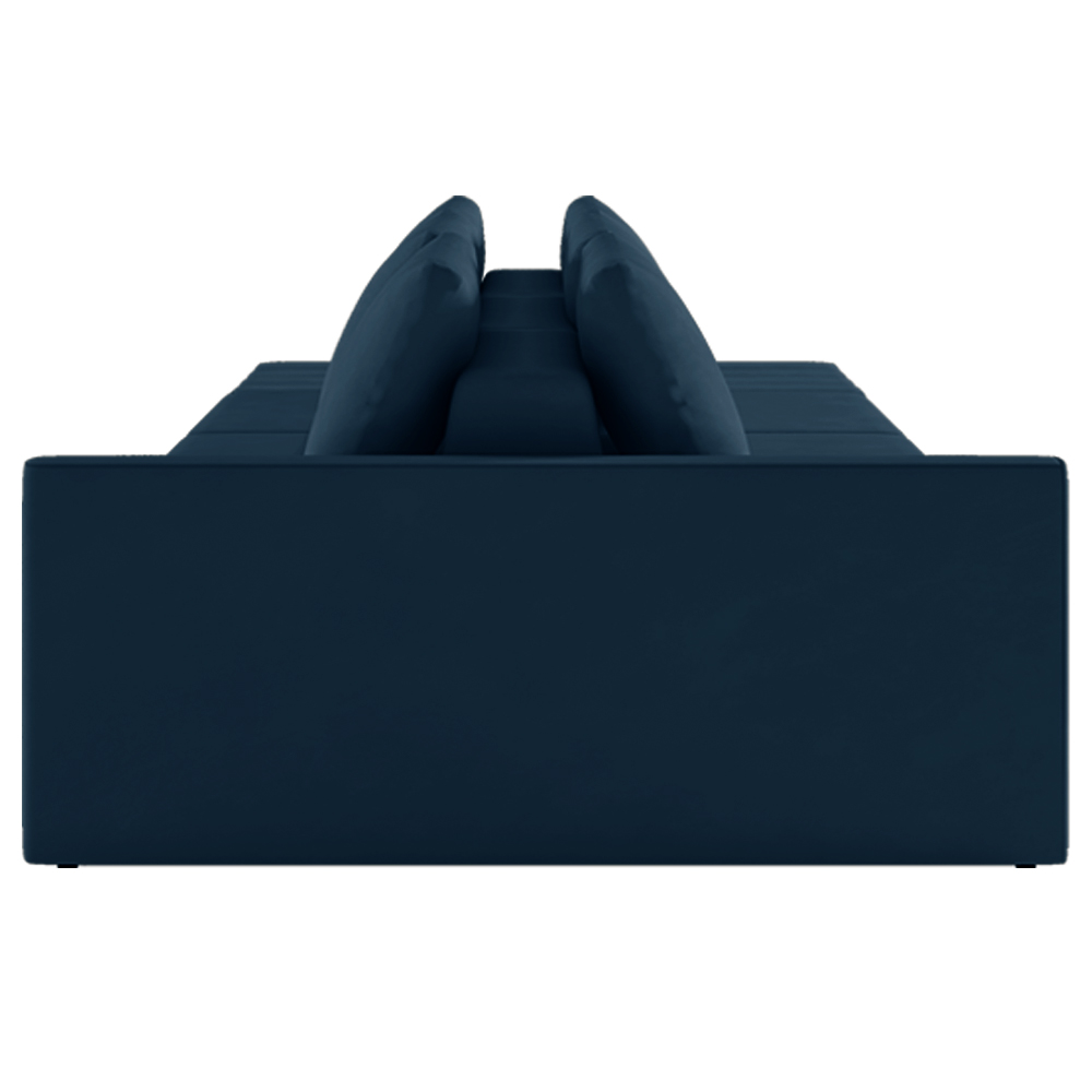 Sofá Ilha Modulado Milos 232cm Puff Lateral Veludo Azul Marinho G33 - Gran Belo