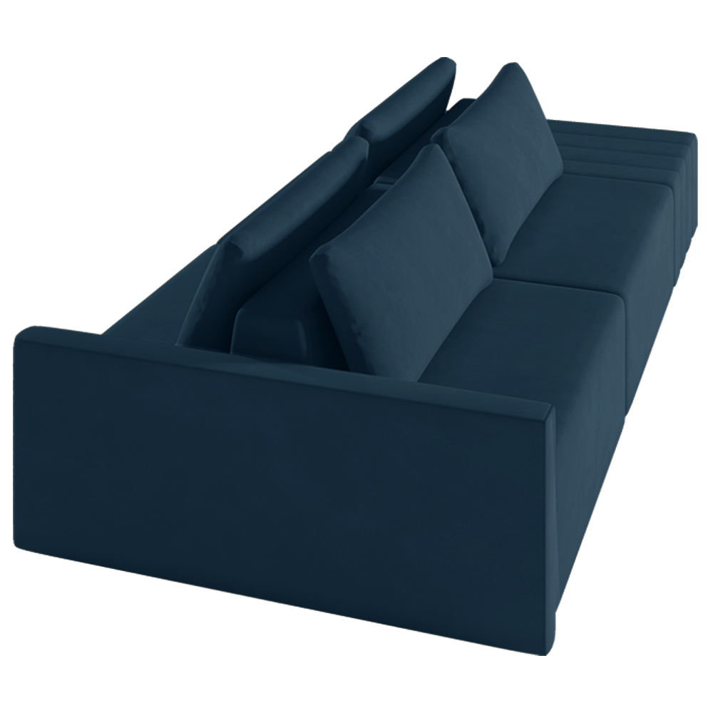 Sofá Ilha Modulado Milos 232cm Puff Lateral Veludo Azul Marinho G33 - Gran Belo