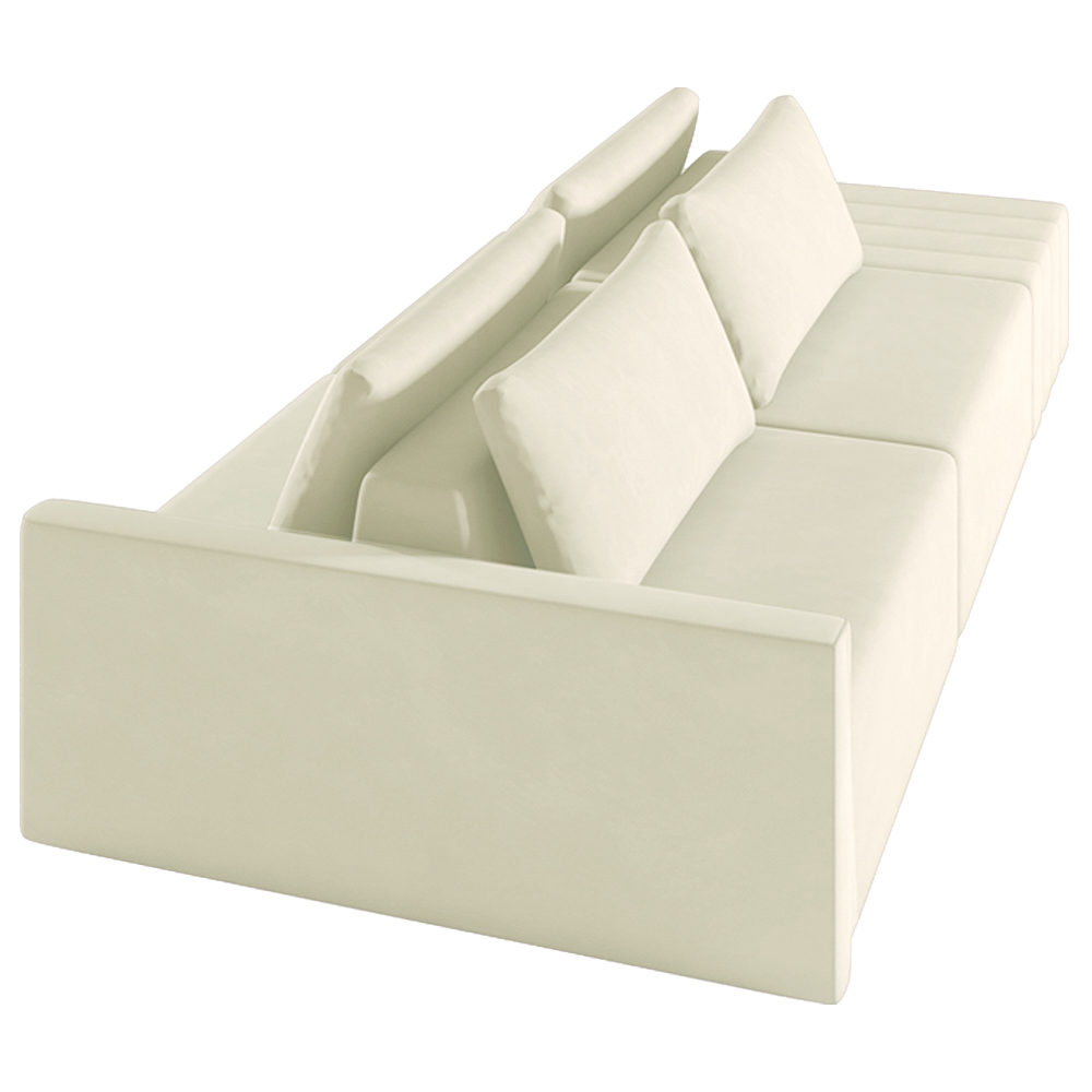 Sofá Ilha Modulado Milos 232cm Puff Lateral Veludo Bege G33 - Gran Belo