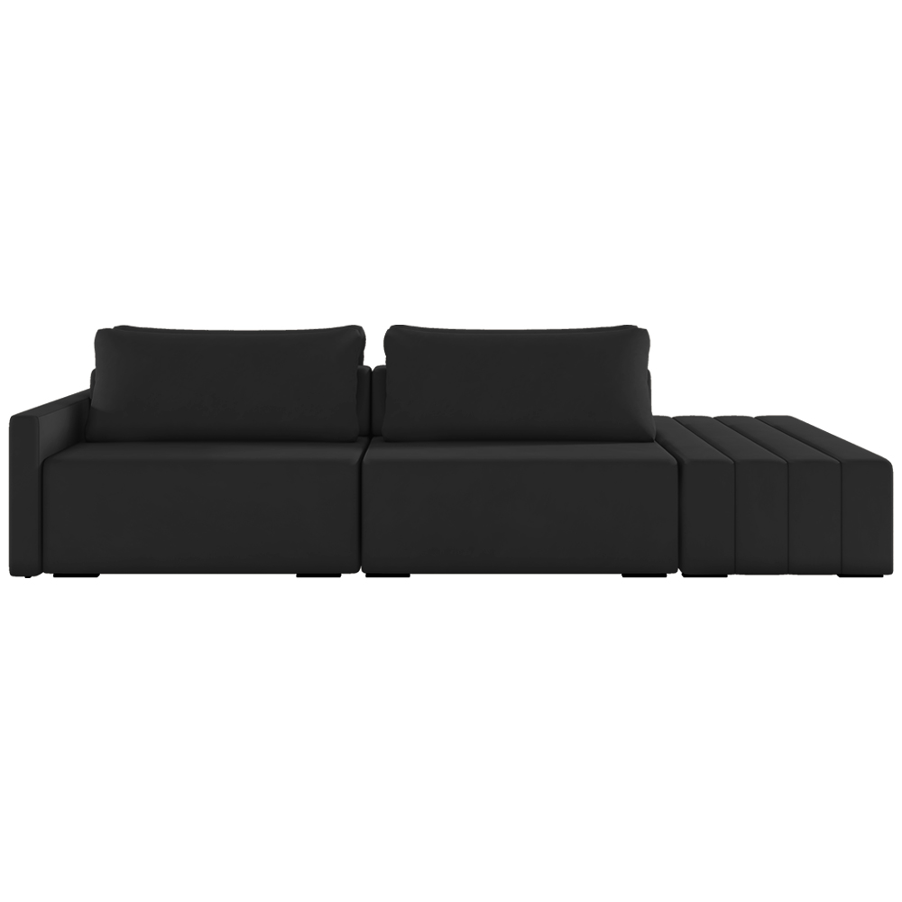 Sofá Ilha Modulado Milos 232cm Puff Lateral Veludo Cinza Escuro G33 - Gran Belo