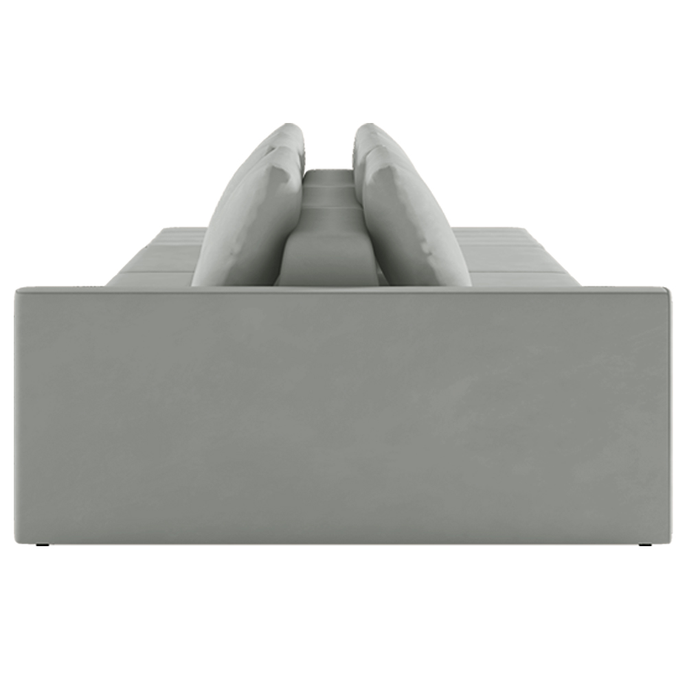 Sofá Ilha Modulado Milos 232cm Puff Lateral Veludo Cinza G33 - Gran Belo
