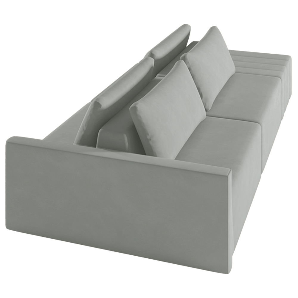 Sofá Ilha Modulado Milos 232cm Puff Lateral Veludo Cinza G33 - Gran Belo