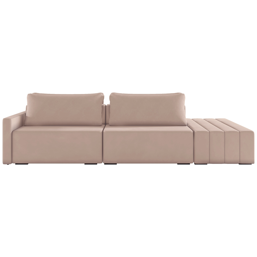 Sofá Ilha Modulado Milos 232cm Puff Lateral Veludo Rosê G33 - Gran Belo