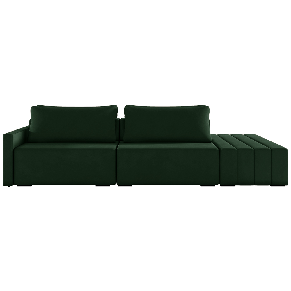 Sofá Ilha Modulado Milos 232cm Puff Lateral Veludo Verde G33 - Gran Belo