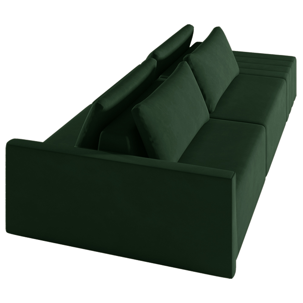 Sofá Ilha Modulado Milos 232cm Puff Lateral Veludo Verde G33 - Gran Belo