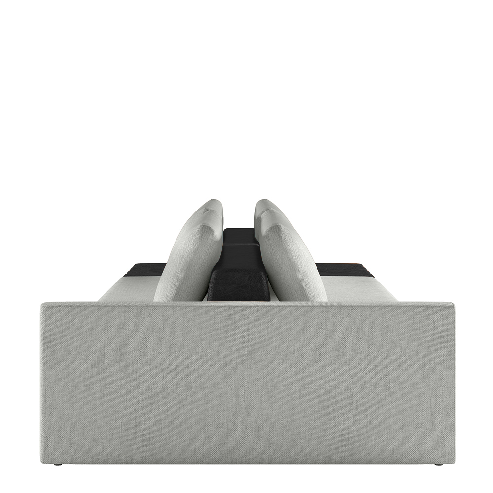 Sofá Ilha Modulado Milos 252cm Puff Lateral Cinza Preto Manchado Linho/PU G33 - Gran Belo