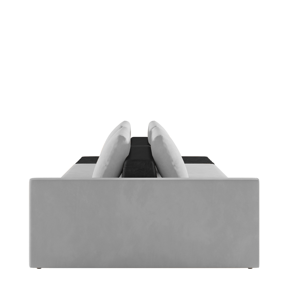 Sofá Ilha Modulado Milos 252cm Puff Lateral Cinza Preto Manchado Veludo/PU G33 - Gran Belo