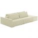 Sofá Ilha Modulado Milos 252cm Puff Lateral Veludo Bege G33 - Gran Belo