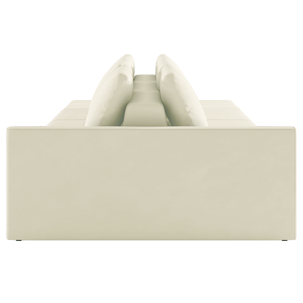 Sofá Ilha Modulado Milos 252cm Puff Lateral Veludo Bege G33 - Gran Belo