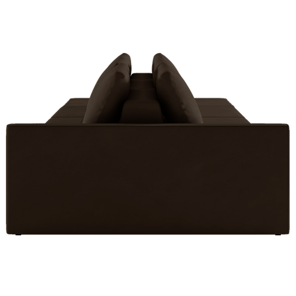 Sofá Ilha Modulado Milos 252cm Puff Lateral Veludo Marrom G33 - Gran Belo
