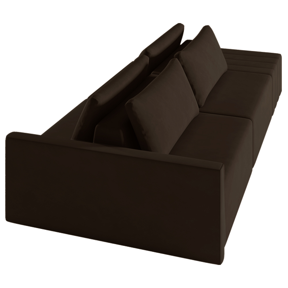 Sofá Ilha Modulado Milos 252cm Puff Lateral Veludo Marrom G33 - Gran Belo
