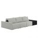 Sofá Ilha Modulado Milos 312cm Puff Lateral Cinza Preto Manchado Linho/PU G33 - Gran Belo