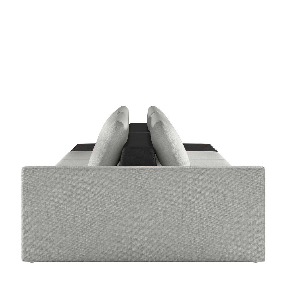 Sofá Ilha Modulado Milos 312cm Puff Lateral Cinza Preto Manchado Linho/PU G33 - Gran Belo
