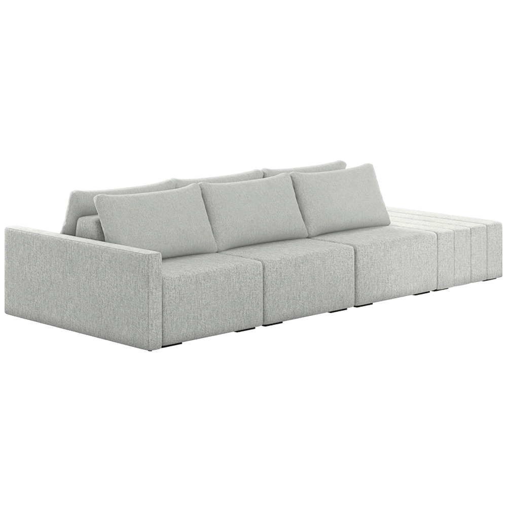 Sofá Ilha Modulado Milos 312cm Puff Lateral Linho Cinza G33 - Gran Belo
