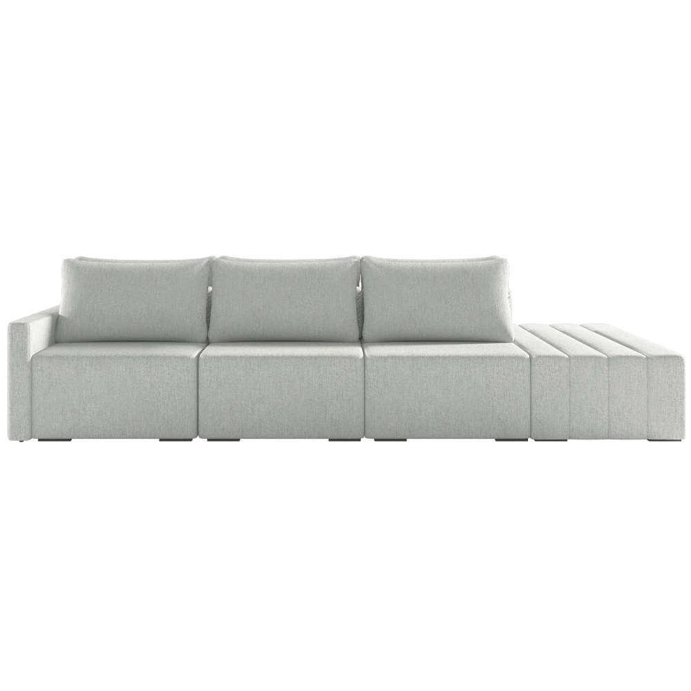 Sofá Ilha Modulado Milos 312cm Puff Lateral Linho Cinza G33 - Gran Belo