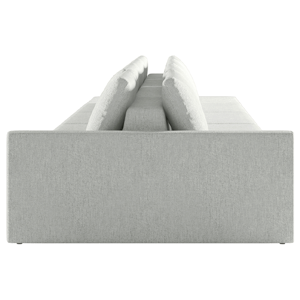 Sofá Ilha Modulado Milos 312cm Puff Lateral Linho Cinza G33 - Gran Belo