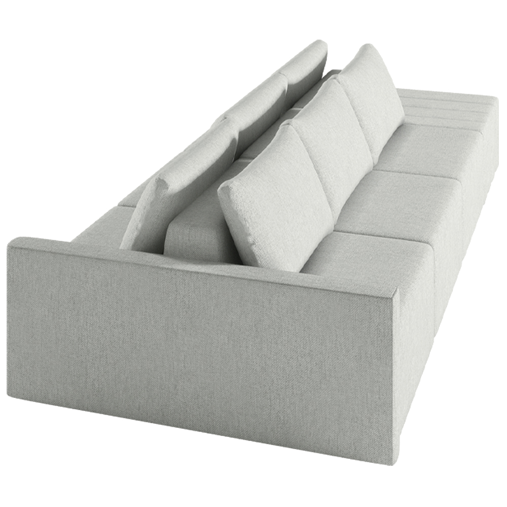 Sofá Ilha Modulado Milos 312cm Puff Lateral Linho Cinza G33 - Gran Belo