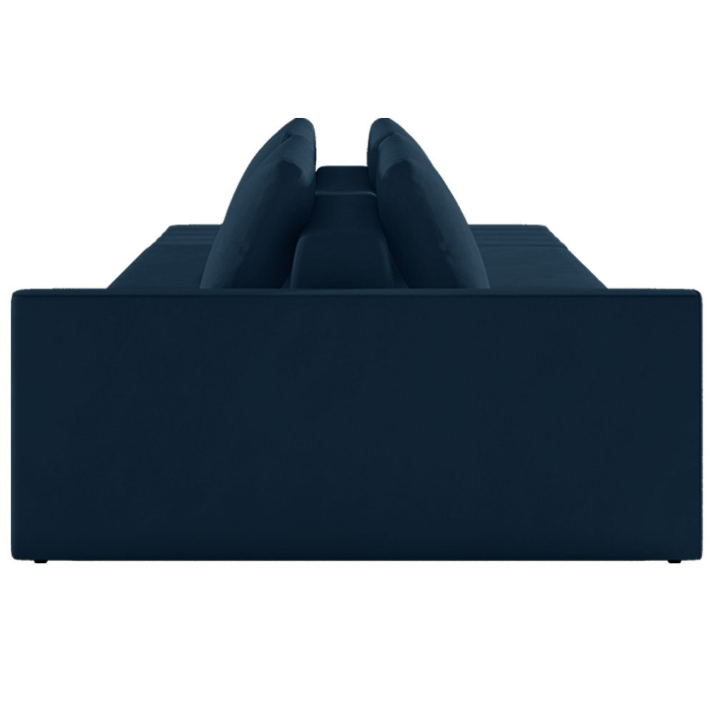 Sofá Ilha Modulado Milos 312cm Puff Lateral Veludo Azul Marinho G33 - Gran Belo