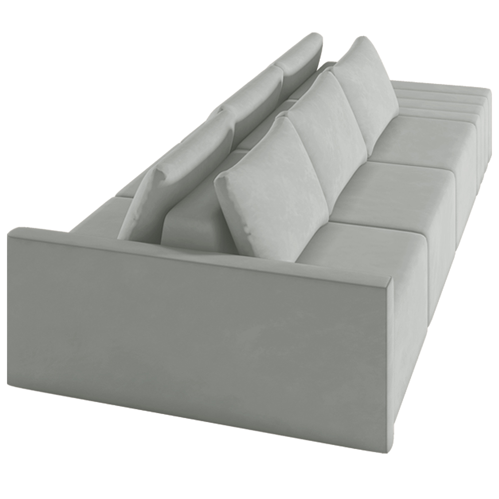 Sofá Ilha Modulado Milos 312cm Puff Lateral Veludo Cinza G33 - Gran Belo
