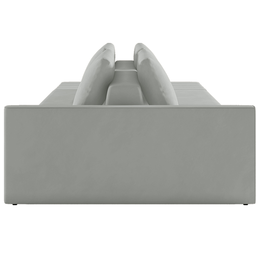 Sofá Ilha Modulado Milos 312cm Puff Lateral Veludo Cinza G33 - Gran Belo