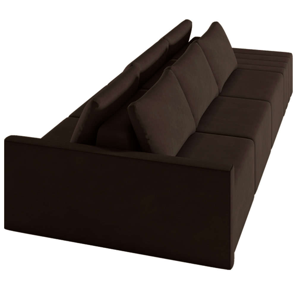 Sofá Ilha Modulado Milos 312cm Puff Lateral Veludo Marrom G33 - Gran Belo