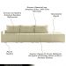 Sofá Ilha Modulado Milos 342cm Puff Lateral Bouclê Bege G33 - Gran Belo