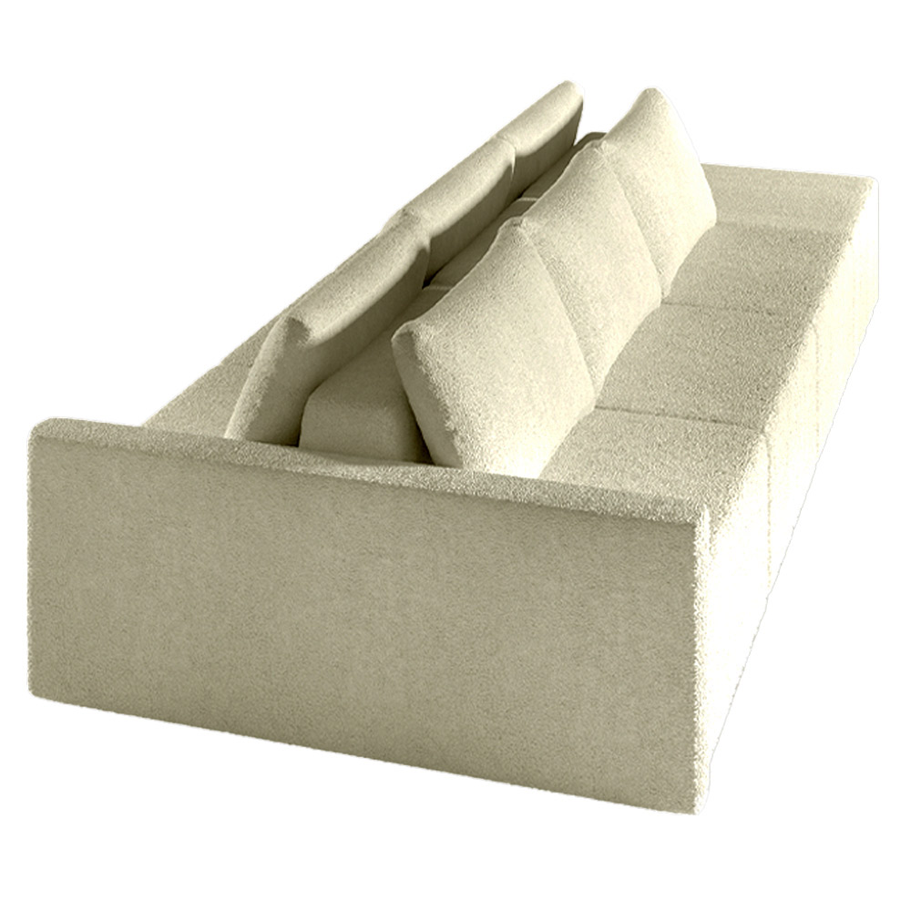 Sofá Ilha Modulado Milos 342cm Puff Lateral Bouclê Bege G33 - Gran Belo