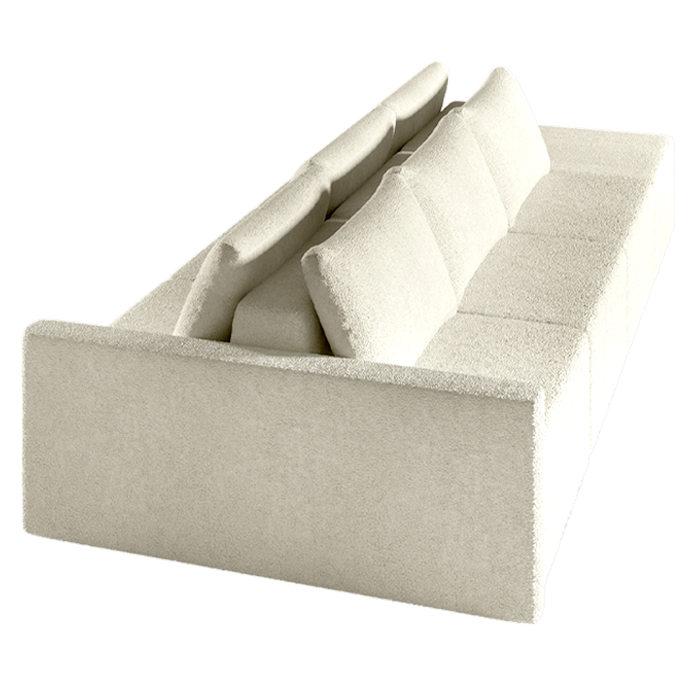 Sofá Ilha Modulado Milos 342cm Puff Lateral Bouclê Bege G33 - Gran Belo