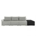 Sofá Ilha Modulado Milos 342cm Puff Lateral Cinza Preto Manchado Linho/PU G33 - Gran Belo
