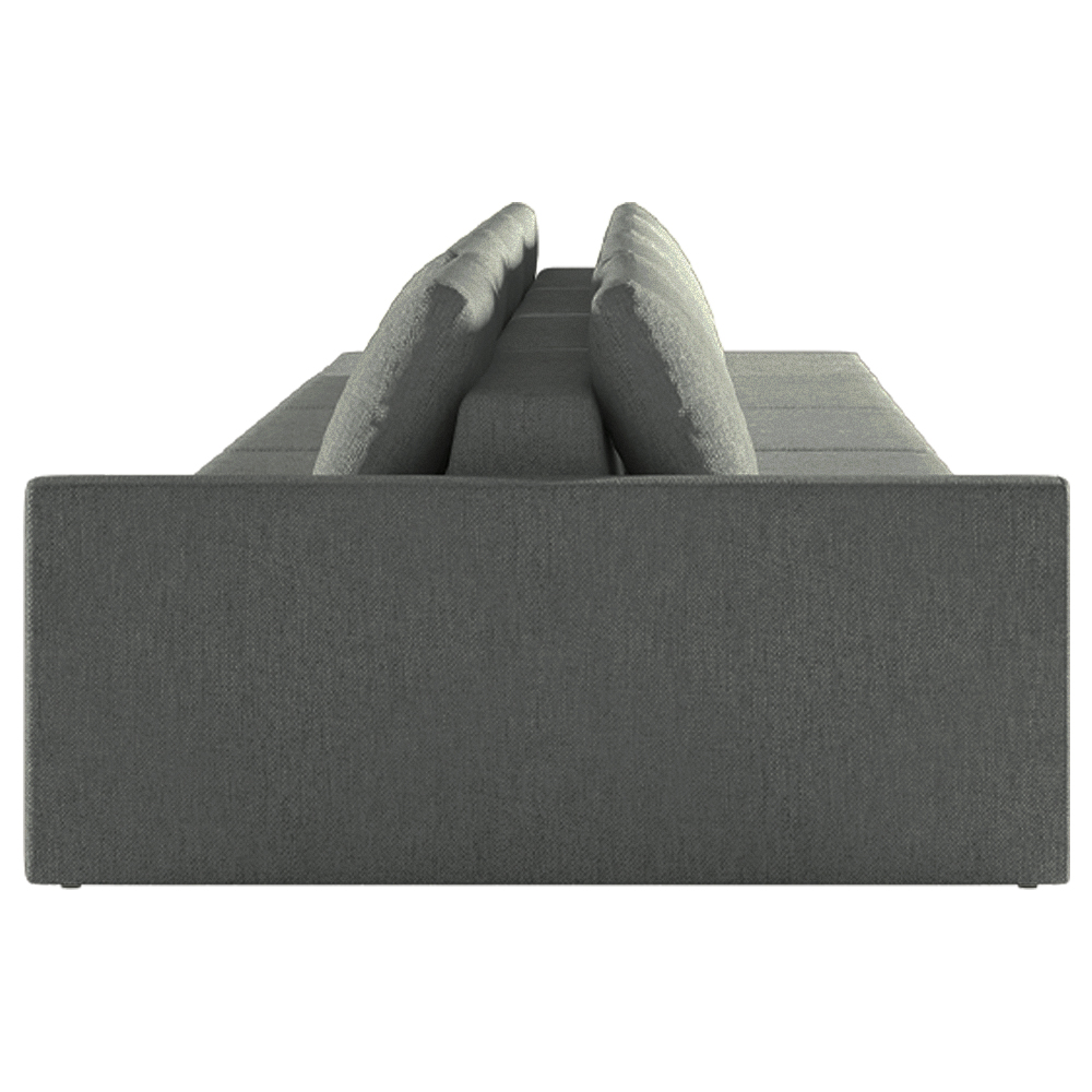 Sofá Ilha Modulado Milos 342cm Puff Lateral Linho Cinza Escuro G33 - Gran Belo