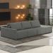 Sofá Ilha Modulado Milos 342cm Puff Lateral Linho Cinza Escuro G33 - Gran Belo