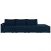 Sofá Ilha Modulado Milos 342cm Puff Lateral Veludo Azul Marinho G33 - Gran Belo