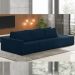Sofá Ilha Modulado Milos 342cm Puff Lateral Veludo Azul Marinho G33 - Gran Belo