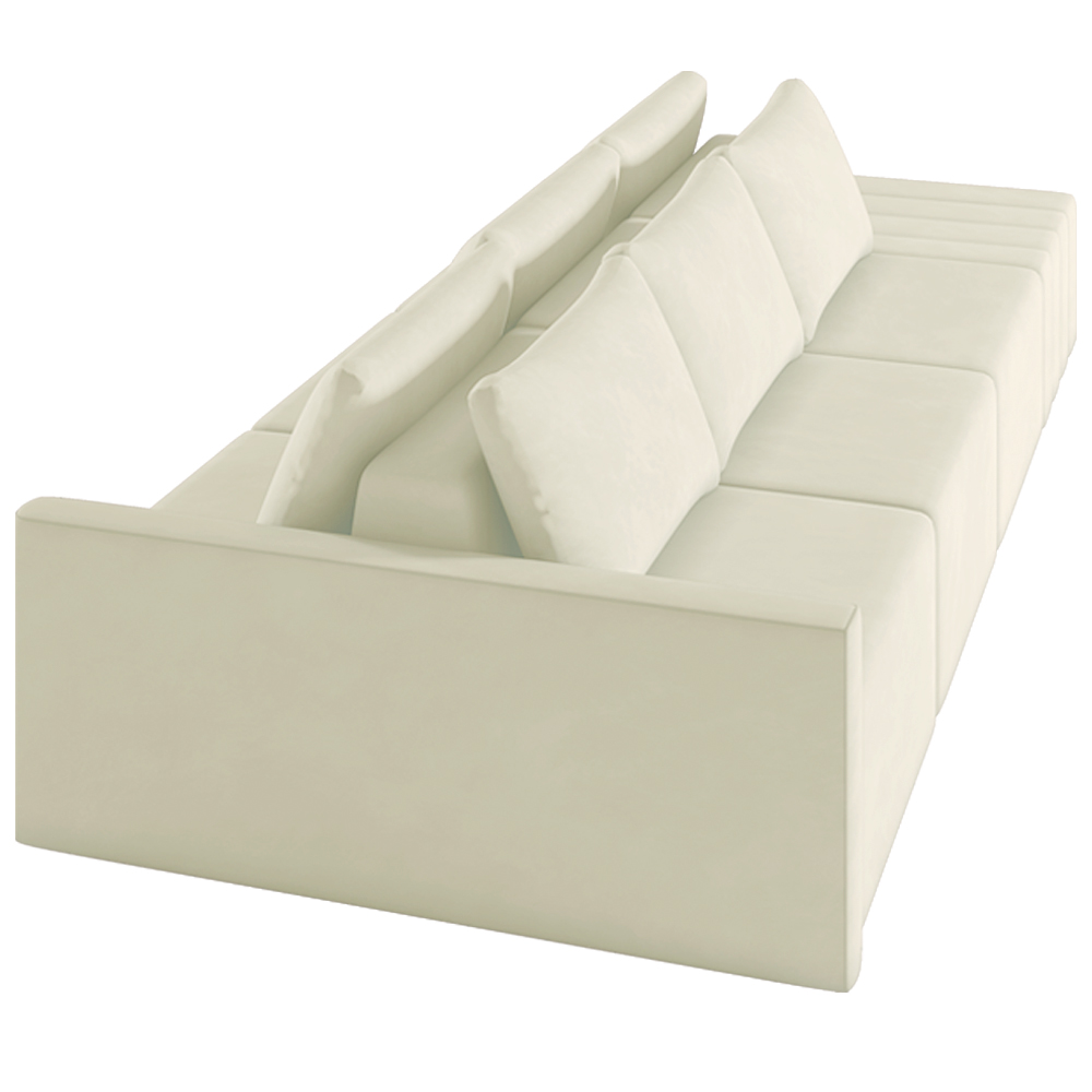 Sofá Ilha Modulado Milos 342cm Puff Lateral Veludo Bege G33 - Gran Belo