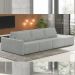 Sofá Ilha Modulado Milos 342cm Puff Lateral Veludo Cinza G33 - Gran Belo