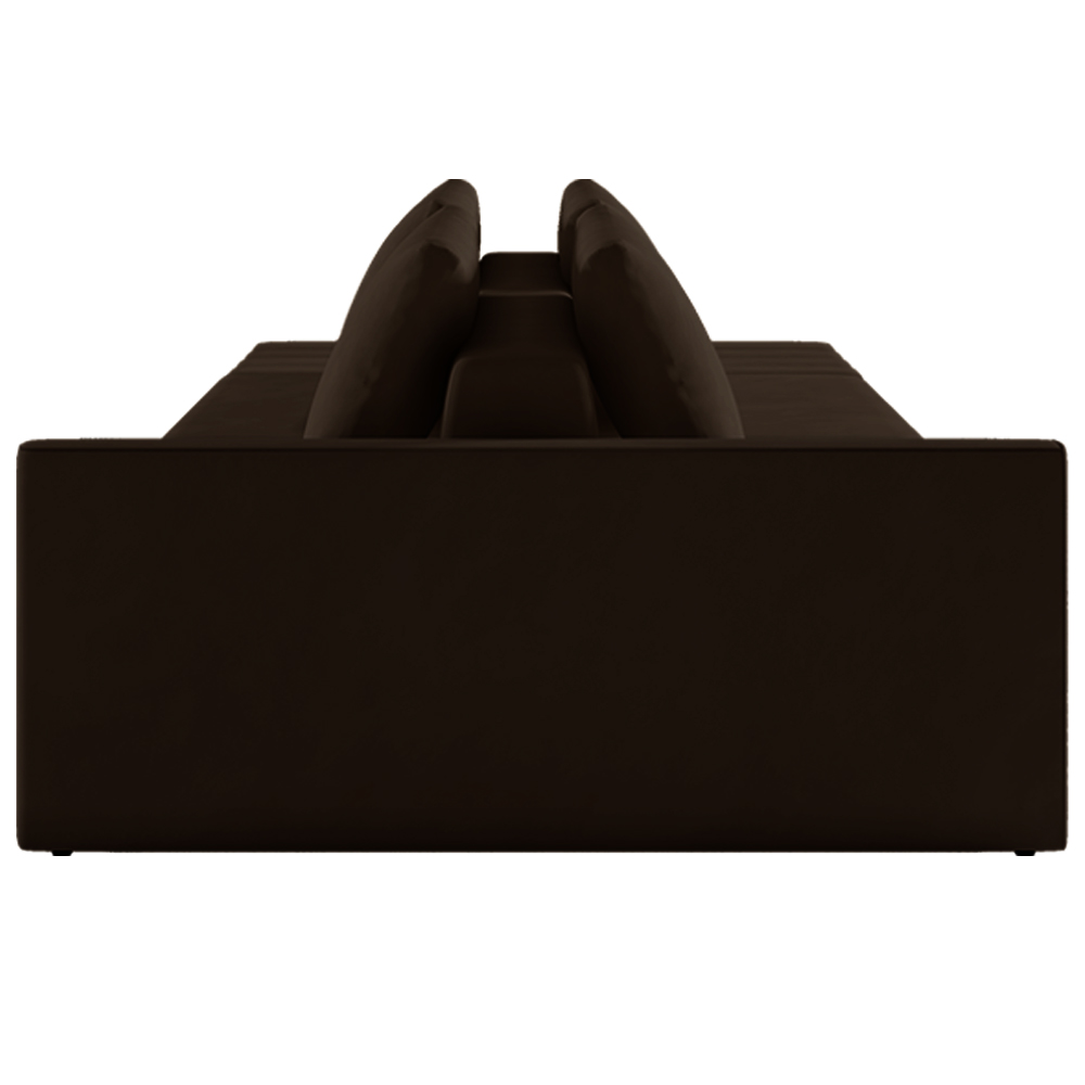 Sofá Ilha Modulado Milos 342cm Puff Lateral Veludo Marrom G33 - Gran Belo