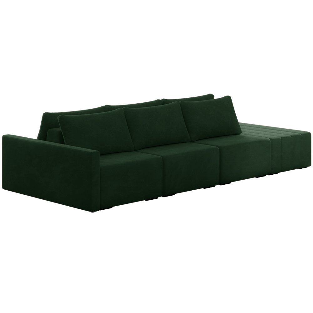 Sofá Ilha Modulado Milos 342cm Puff Lateral Veludo Verde G33 - Gran Belo