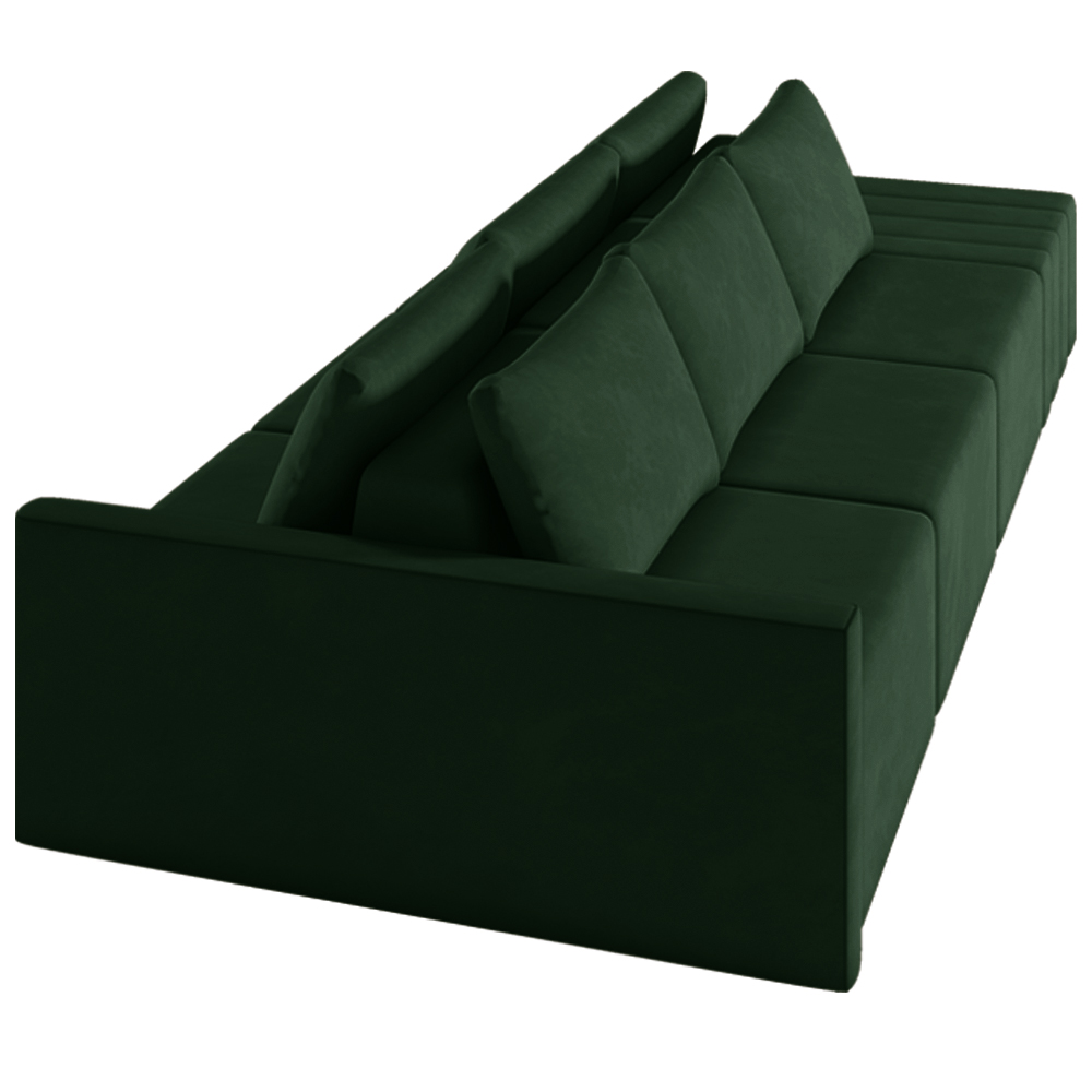 Sofá Ilha Modulado Milos 342cm Puff Lateral Veludo Verde G33 - Gran Belo