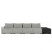 Sofá Ilha Modulado Milos 392cm Puff Lateral Cinza Preto Manchado Linho/PU G33 - Gran Belo
