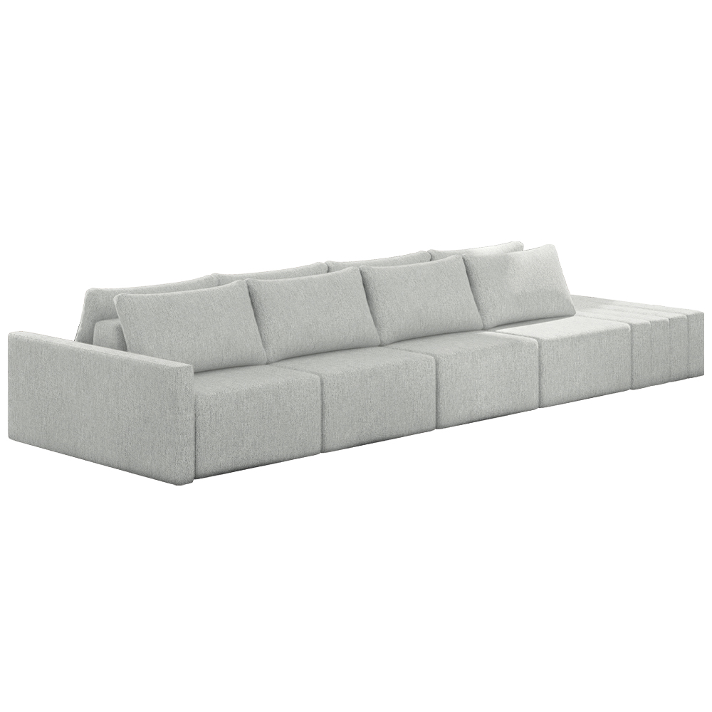 Sofá Ilha Modulado Milos 392cm Puff Lateral Linho Cinza G33 - Gran Belo