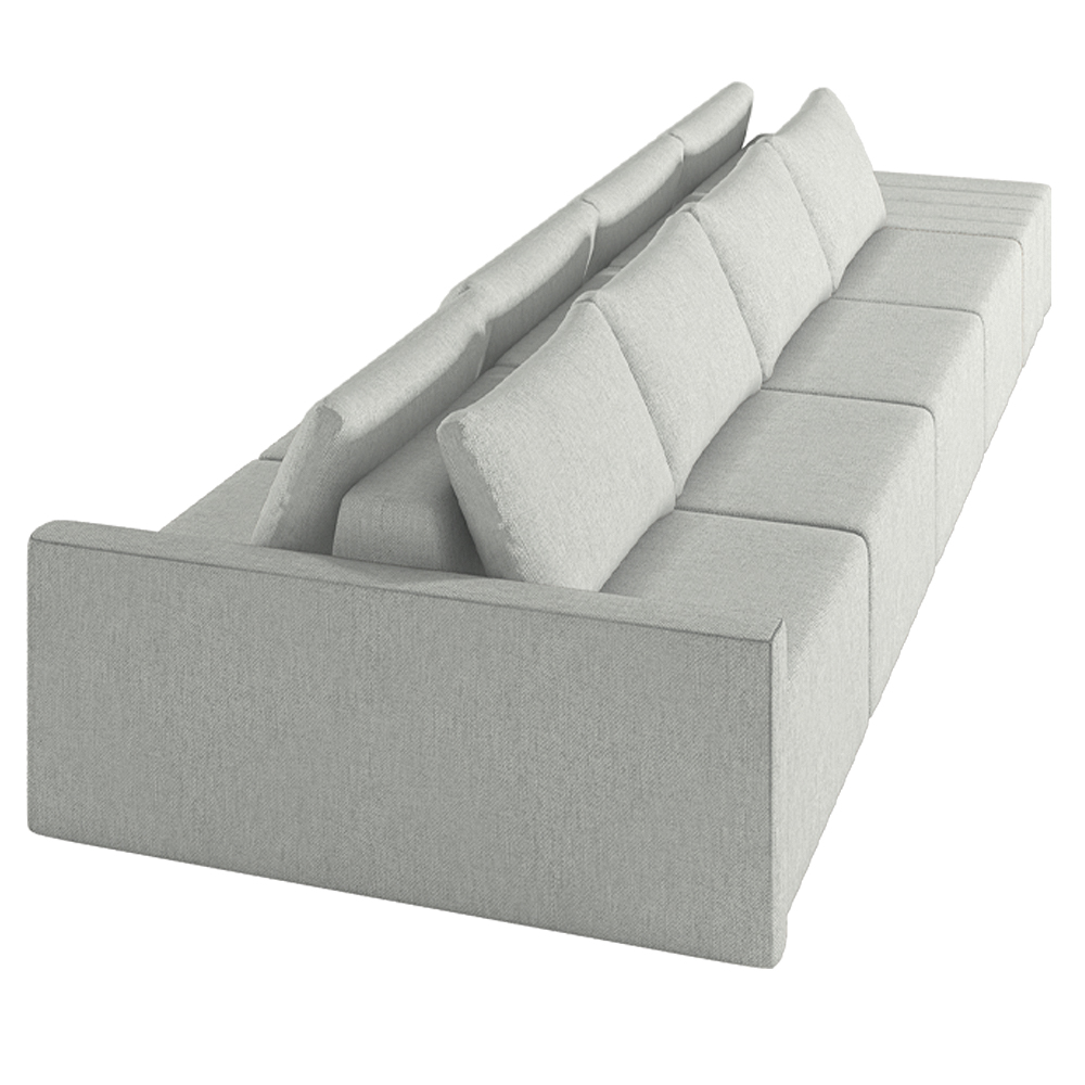 Sofá Ilha Modulado Milos 392cm Puff Lateral Linho Cinza G33 - Gran Belo
