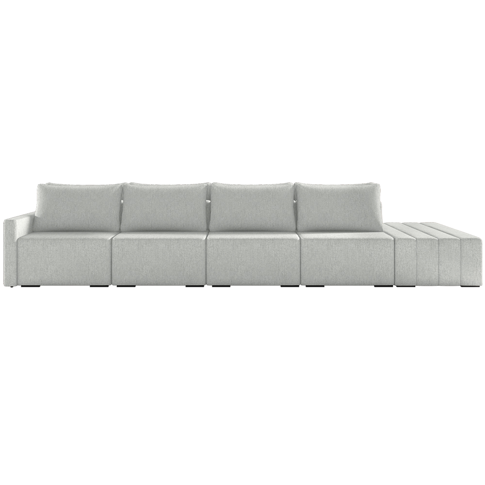 Sofá Ilha Modulado Milos 392cm Puff Lateral Linho Cinza G33 - Gran Belo
