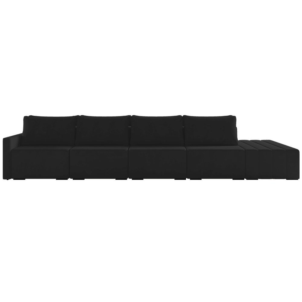Sofá Ilha Modulado Milos 392cm Puff Lateral Veludo Cinza Escuro G33 - Gran Belo