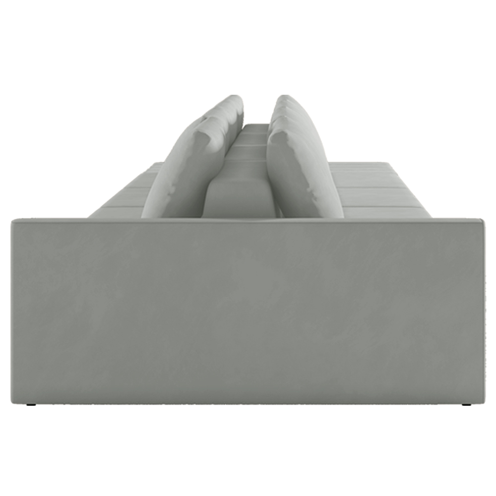 Sofá Ilha Modulado Milos 392cm Puff Lateral Veludo Cinza G33 - Gran Belo