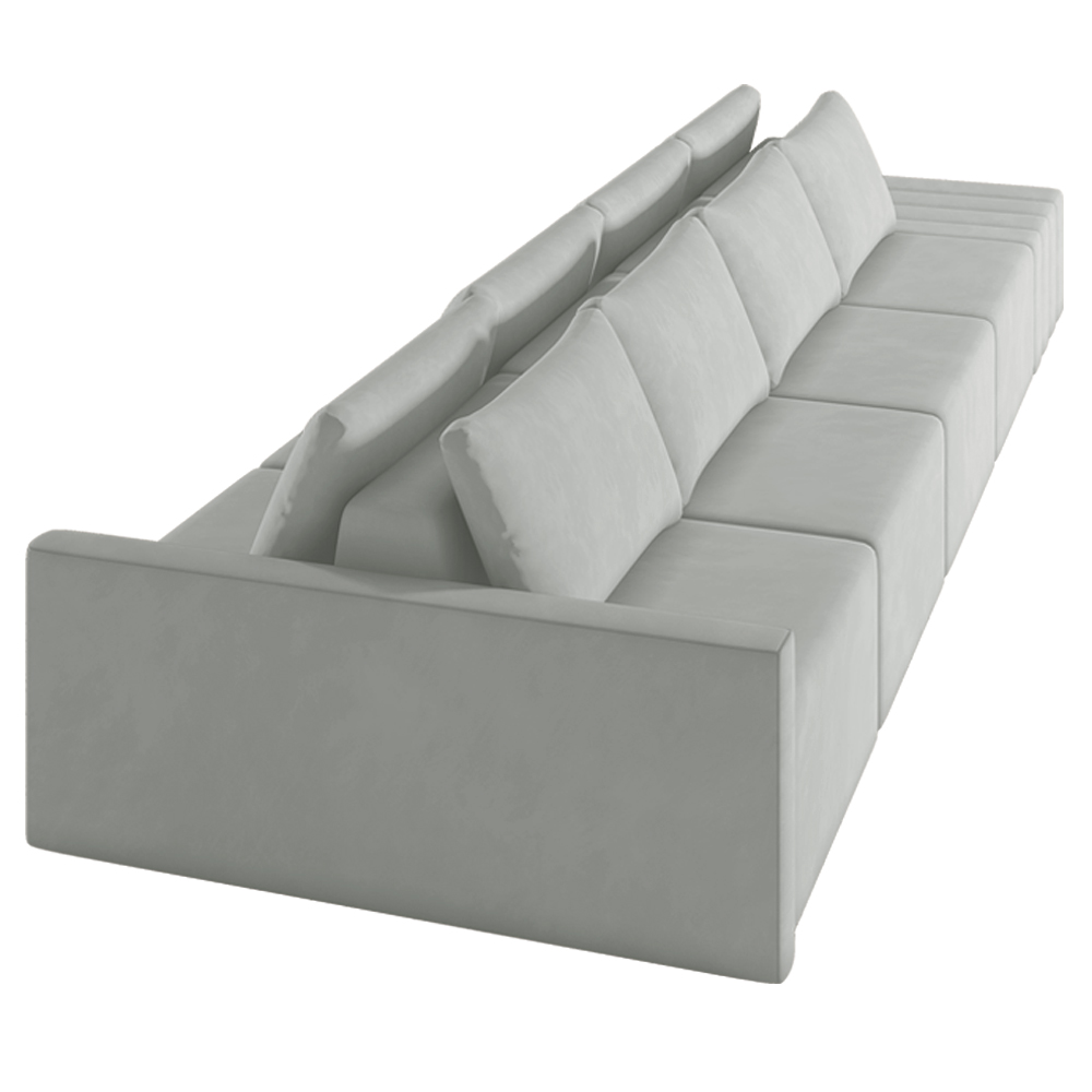 Sofá Ilha Modulado Milos 392cm Puff Lateral Veludo Cinza G33 - Gran Belo
