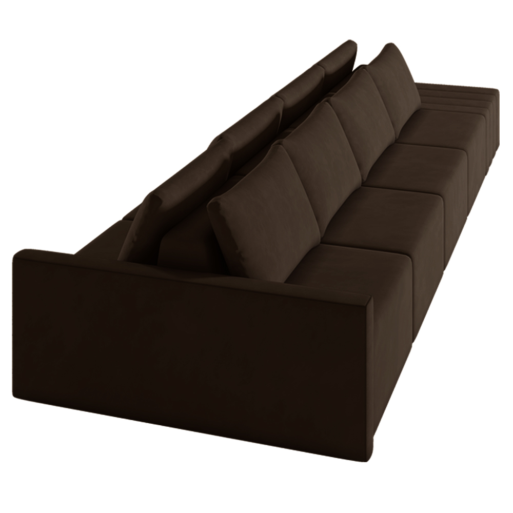 Sofá Ilha Modulado Milos 392cm Puff Lateral Veludo Marrom G33 - Gran Belo