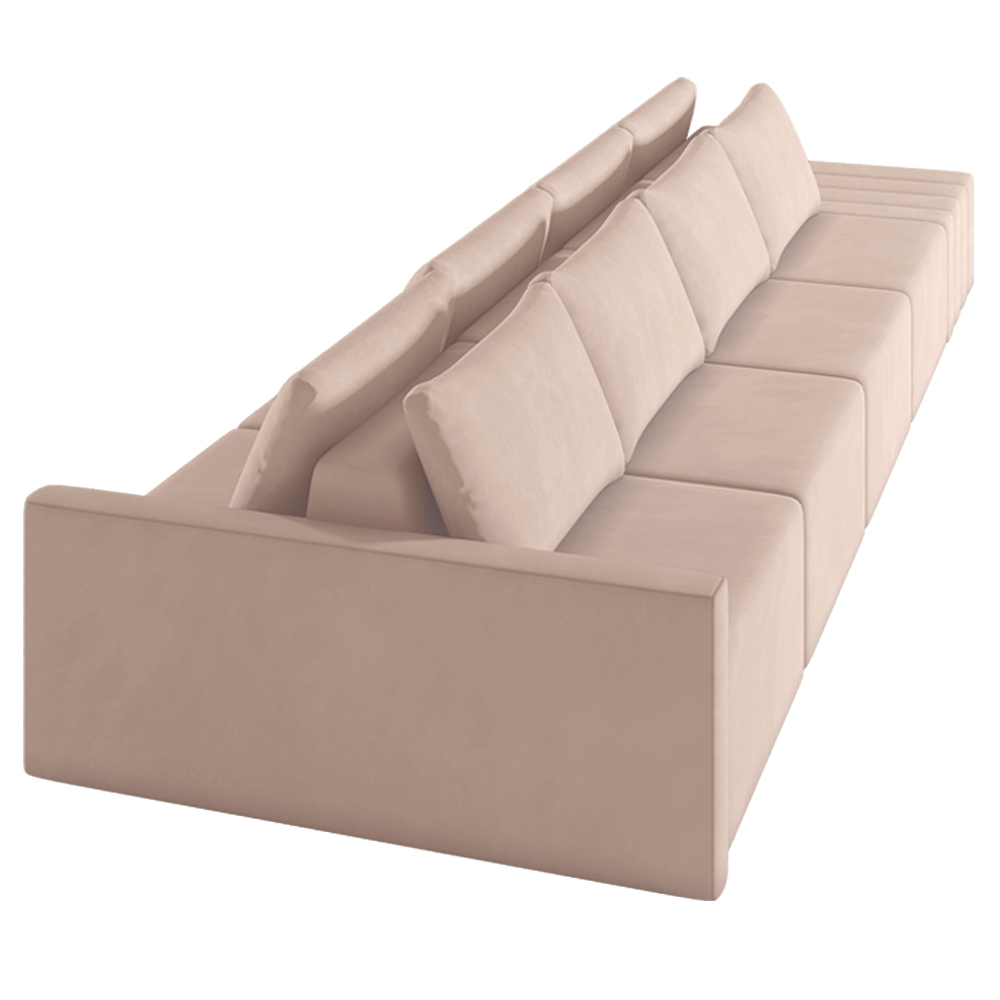 Sofá Ilha Modulado Milos 392cm Puff Lateral Veludo Rosê G33 - Gran Belo