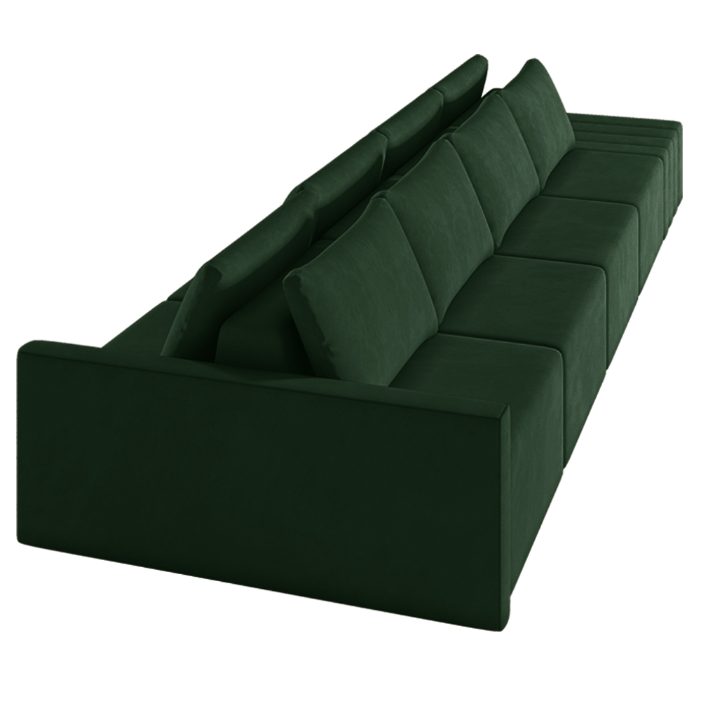 Sofá Ilha Modulado Milos 392cm Puff Lateral Veludo Verde G33 - Gran Belo