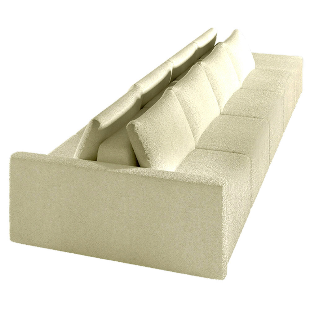 Sofá Ilha Modulado Milos 432cm Puff Lateral Bouclê Off White G33 - Gran Belo
