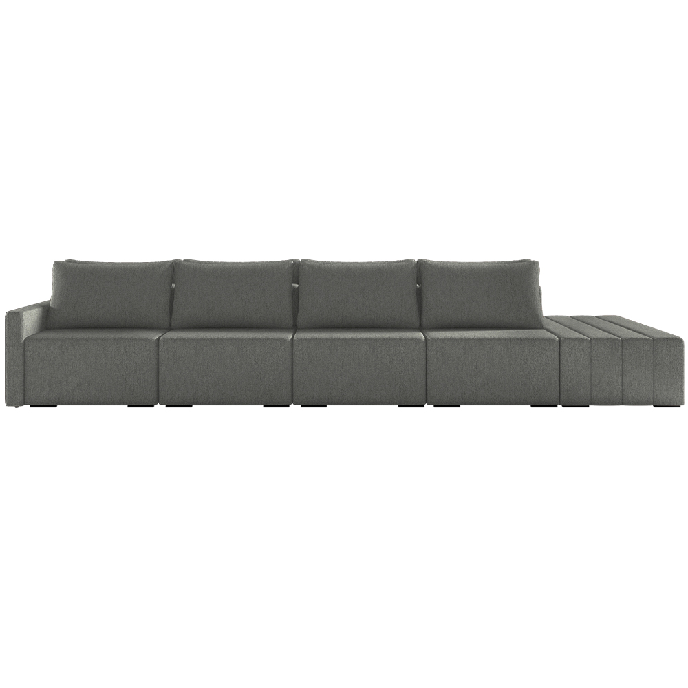 Sofá Ilha Modulado Milos 432cm Puff Lateral Linho Cinza Escuro G33 - Gran Belo